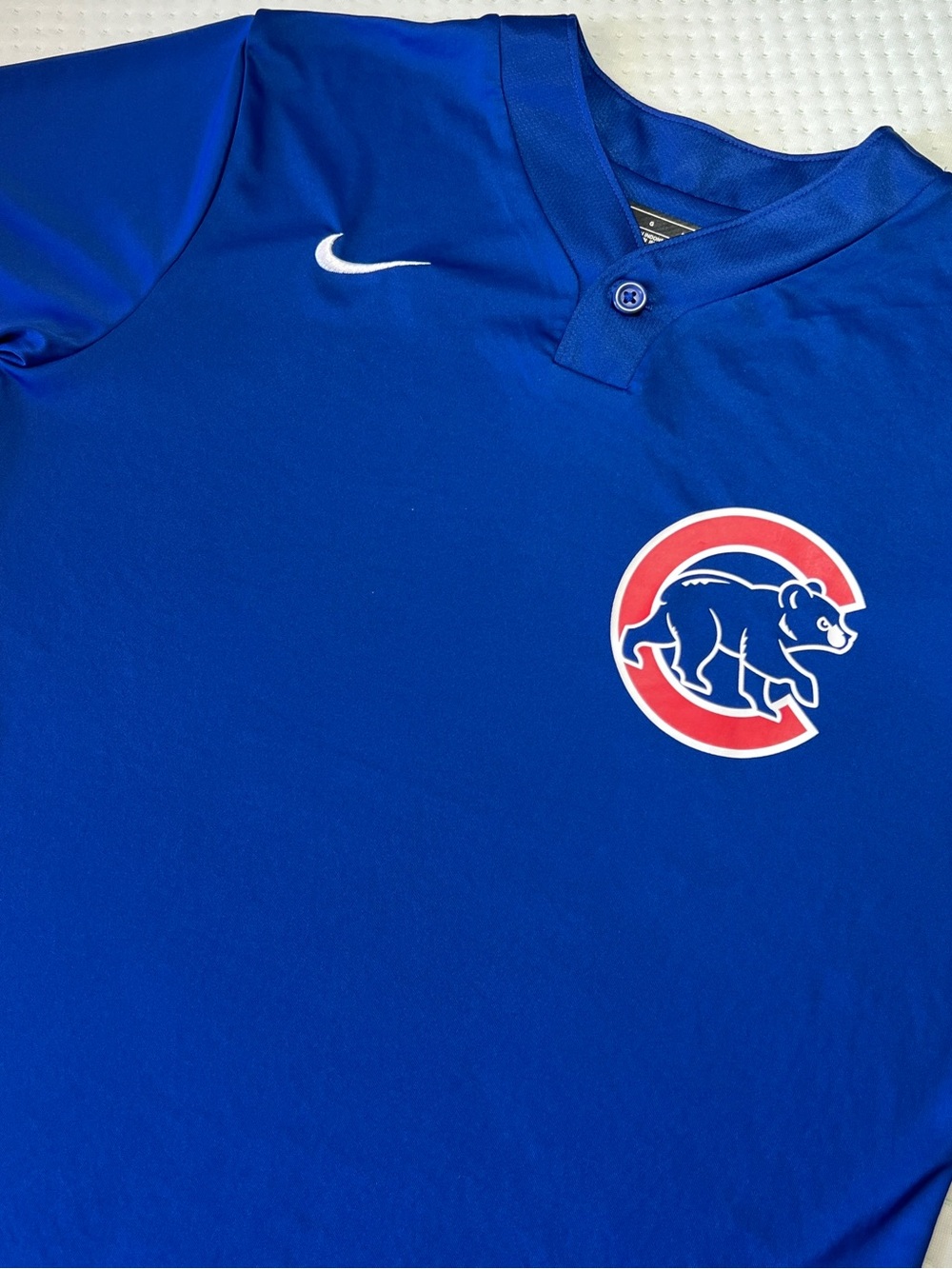 Nike Chicago Cubs MLB Kids Blue Henley Batting Practice Jersey Shirt Size Large